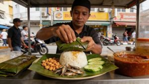 Local nasi lemak stall in Kuala Lumpur