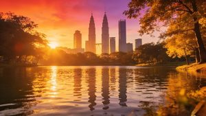 吉隆坡日落时分的双子塔