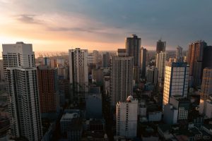 High-rise residential and business district in Manila