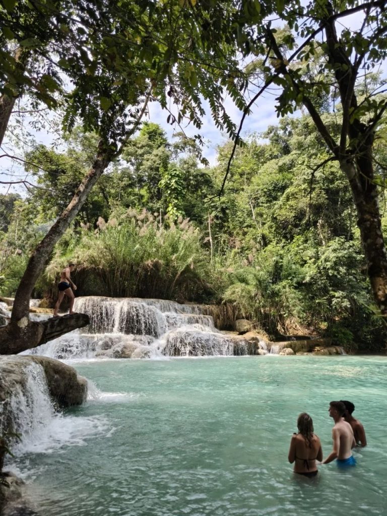 Natural waterfall landscape in Laos