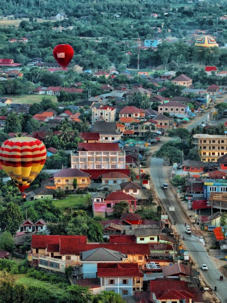 Rooftop view of Luang Prabang neighborhood