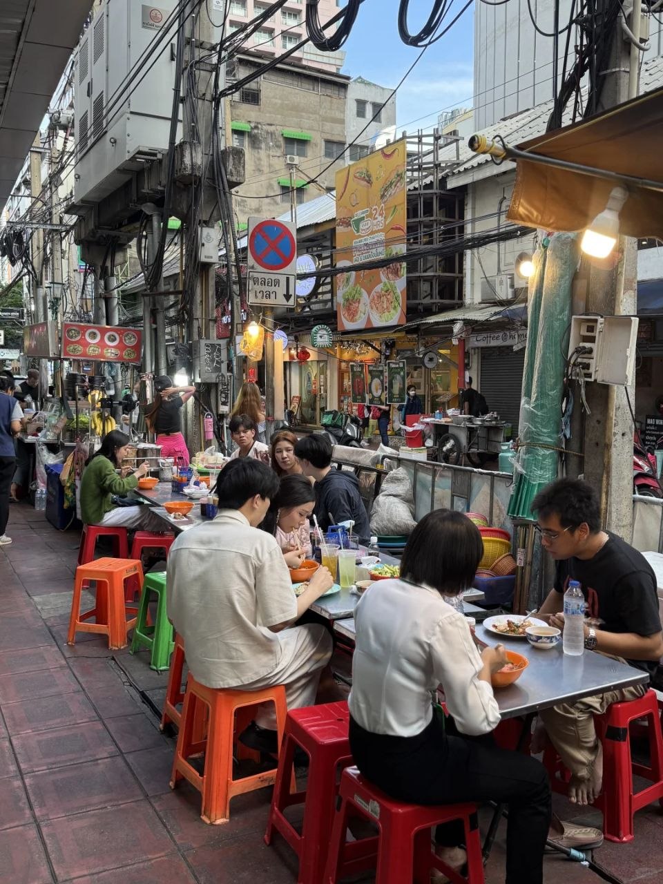 Street food dining scene in Bangkok Thailand